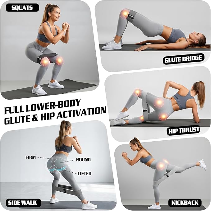 3/15PCS Fabric Resistance Bands for PT& Yoga Class, Athletes Training, Home Gym Exercise, Non-Slip Booty Bands Bulk Set for Glute, Leg Bands for Women, 3 Resistance Levels with Carry Bag