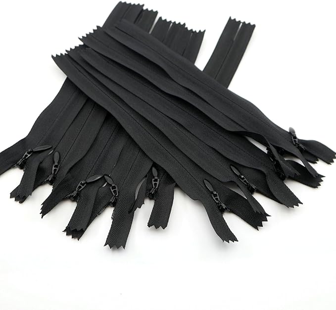 Leekayer 3# 5 Inch Invisible Zipper for DIY Tailor Sewing Craft 12.7cm Black Hidden Zippers Closed End Bulk 10 PCS/Pack (Black,5")