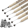 Micro Fineliner Pens, 6 Pack Micro Pen Set Black, Technical Drawing Pens for Artist No Bleed Calligraphy Pens, Archival Ink Brush Pen Art Pens for Journaling, Illustration, Sketching, Anime
