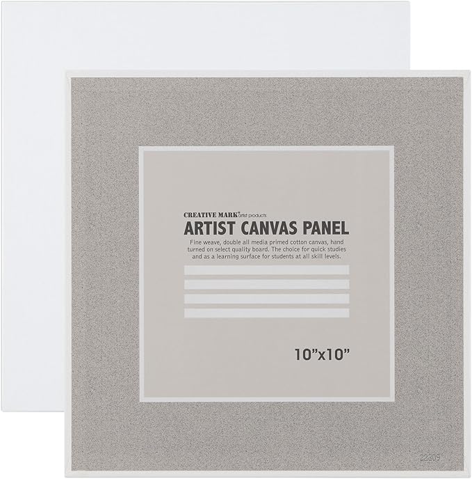 Creative Mark Cotton Canvas Panels 10x10" - 12 Pack - Professional Quality Fine Weave Acrylic Primed Artist Canvas Boards for Painting, Acrylics, Studios, & More