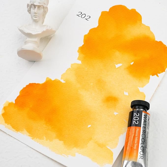 PHOENIX Professional Watercolor Paint Single Tube - 0.47 Fl Oz / 14ml - Phoenix Yellow Deep