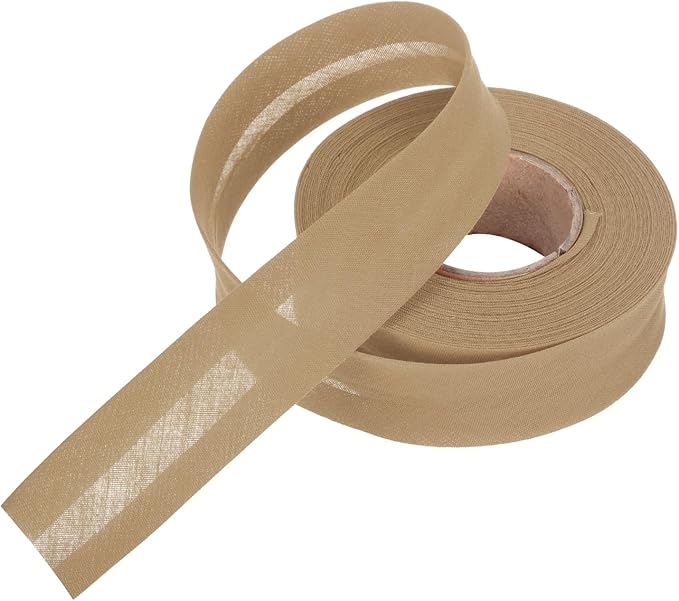 MECCANIXITY 1 Inch Single Fold Bias Tape Polyester Continuous Bulk Bias Tape for Sewing,Seaming Quilting Hemming Binding Crafts (Khaki 10 Yards)