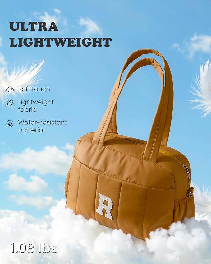Duffle Bag with Letter, Carry On Bags for Women，Gifts for Her-Overnight Bag with Wet Pocket，Lightweight Travel Bags Personalized Gym Tote with Makeup Pouch