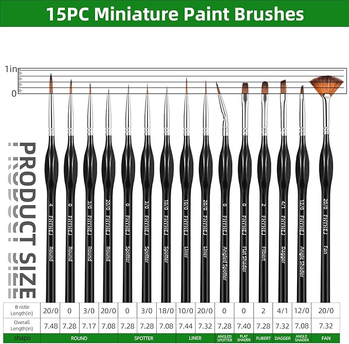 15PCS Detail Paint Brushes Set,Miniature Paint Brushes for Fine Detailing, Art Painting, Micro Detail Paint Brush for Acrylics,Oils, Watercolors,Paint by Number,Models,Face, Nail,Craft,Figurine