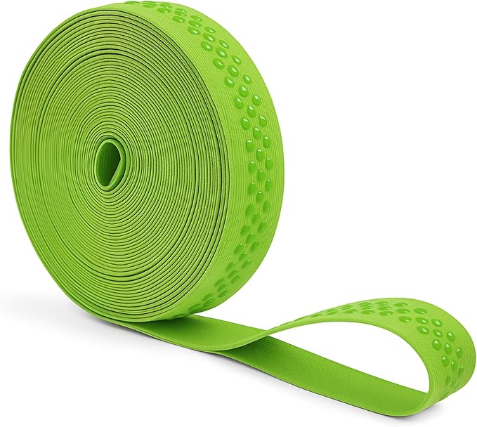 Mandala Crafts 1 Inch Elastic Silicone Gripper Tape for Clothing - 10 Yds Dotted Non Slip Elastic Band for Sewing - Lime Green Silicone Flat Fabric Stretchy Ribbon Straps