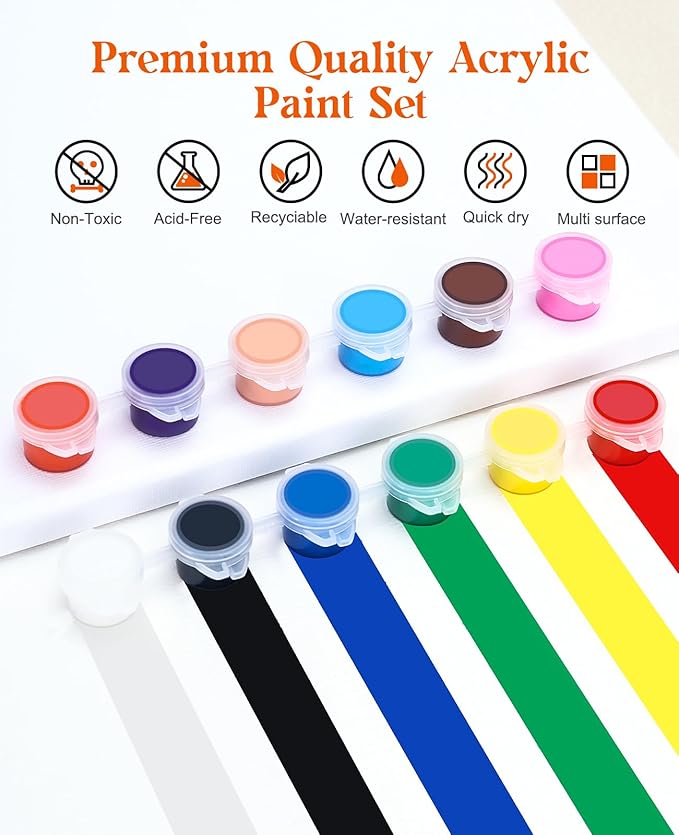 Yeeart 30Pack Mini Acrylic Paint Set,12 Colors Acrylic Paint Strips for Kids, 360 PCS Kids Paint Set Container Strips Storage, Craft Paint for Home Birthday Classroom Party Favors