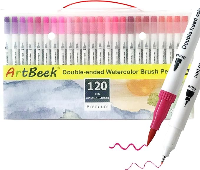 ArtBeek Dual Tip Brush Marker Pens 120 Color Markers for Adult Coloring Markers Set for Coloring Books Bullet Journals Planners