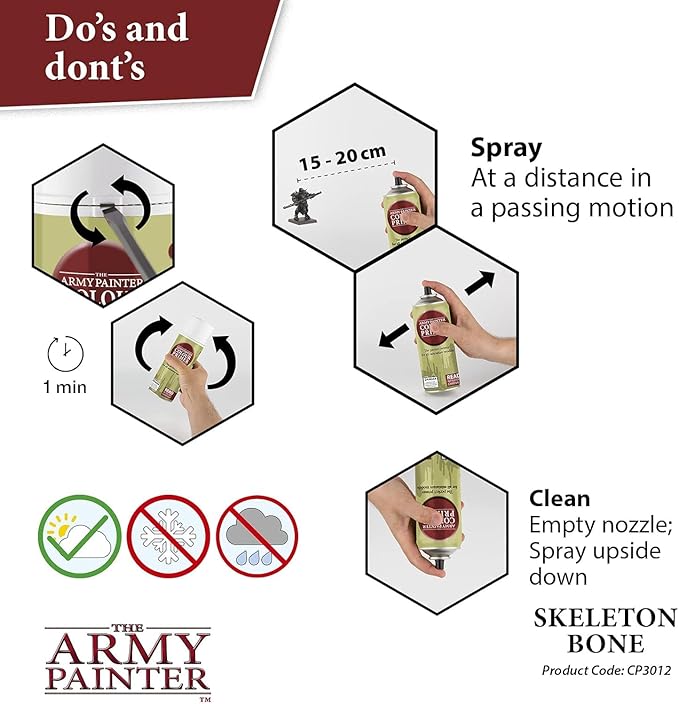 The Army Painter Colour Primer Skeleton Bone, 400 mL Acrylic Spray Primer, Spray Paint Basecoat for Miniature Priming, Tabletop Roleplaying, Boardgames, and Wargames Miniature Modelling