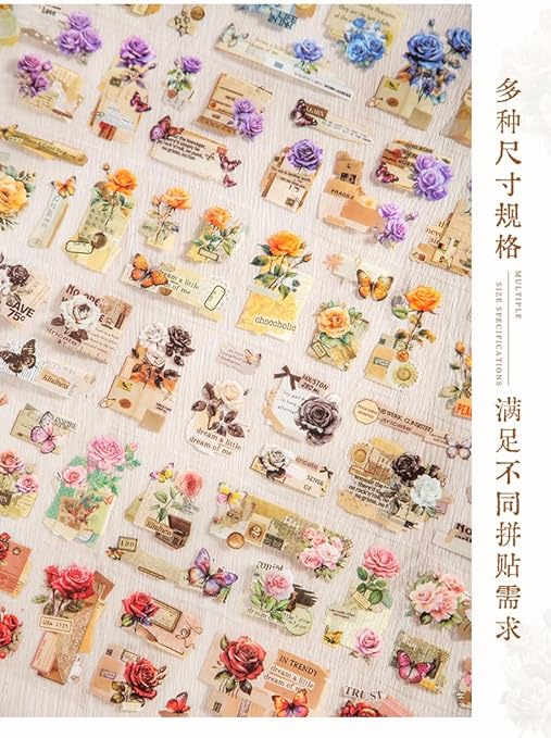Alideco 6pcs Decorative Adhesive Tapes Fresh Literary Girl Botanical Flower Landscape PET Tape Great for Bullet Journal Supplies, Arts, Scrapbook, DIY Crafts, Planners (meiguixuyu)