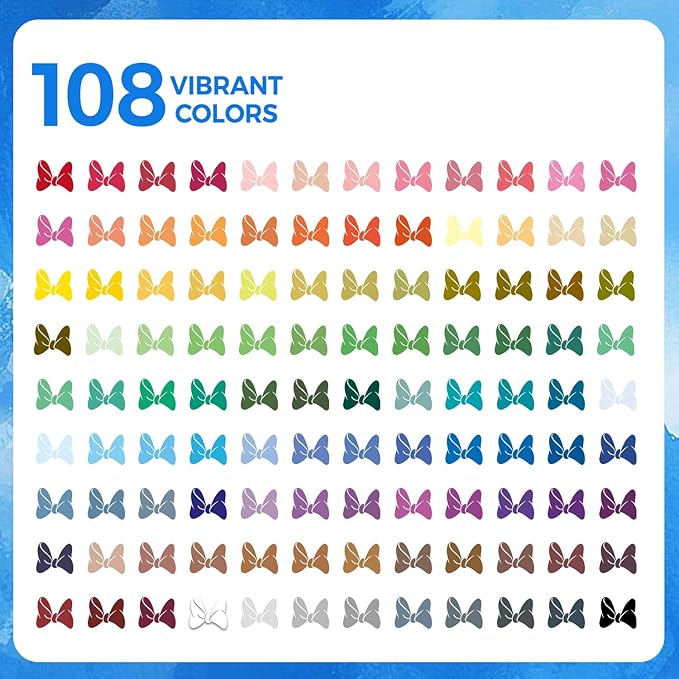 TBC The Best Crafts Acrylic Paint Markers, 108 Colors Water-Based Paint Pens for Art and Craft Projects, Multi-Surface Use on Fabric, Glass, Wood, Stone, Metal, Ceramic, Canvas, Rock