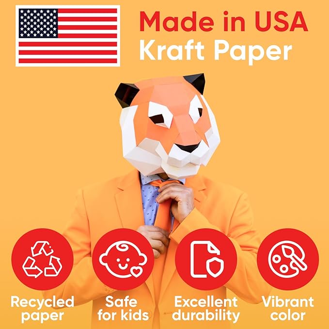 USA-Made 12" x 1200" Orange Kraft Paper Roll, 45 lbs Thickness, American Quality Colored Craft Paper for School, Bulletin Board for Kids - Odorless, Non-Toxic, Safe