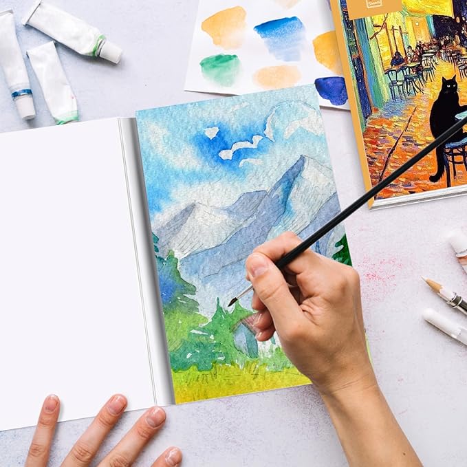 Tlenpo Watercolor Paper Pad, 8.5 x5.5 in 140lb/300gsm, 30 Sheets Cold Press Acid-Free, Artist Grade Water Color Art Drawing Painting Paper, Drawing Art Supplies for Adults, Teens, Kids