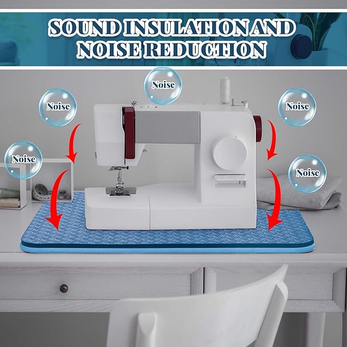 2 Pcs Sewing Machine Muffling Mat Pedal Sewing Mat Reduce Vibrations Noise No Slip Machine Accessories for Quilting(15'' X 20'' and 9'' X 14'',Blue)
