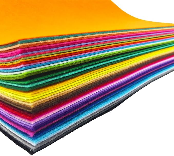 flic-flac 48PCS 6 x 6 inches (15 x 15cm) Assorted Color Felt Fabric Sheets Patchwork Sewing DIY Craft 1mm Thick … (15cm * 15cm, 48pcs)