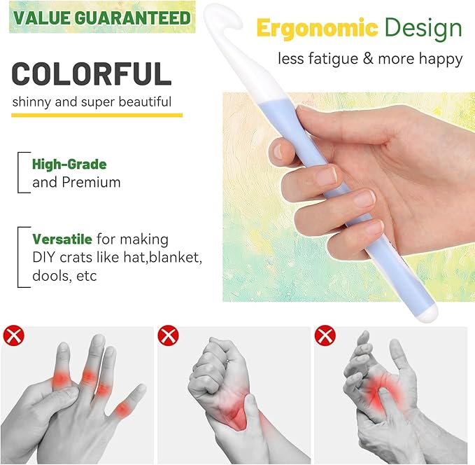 Aeelike Large Crochet Hooks Set, 8 PCS Colorful Crochet Hooks Size 6.0mm 7mm 8mm 9mm 10mm 12mm 15mm 20mm for Thick Bulky Yarn Blankets DIY Crafts, Ideal Gift