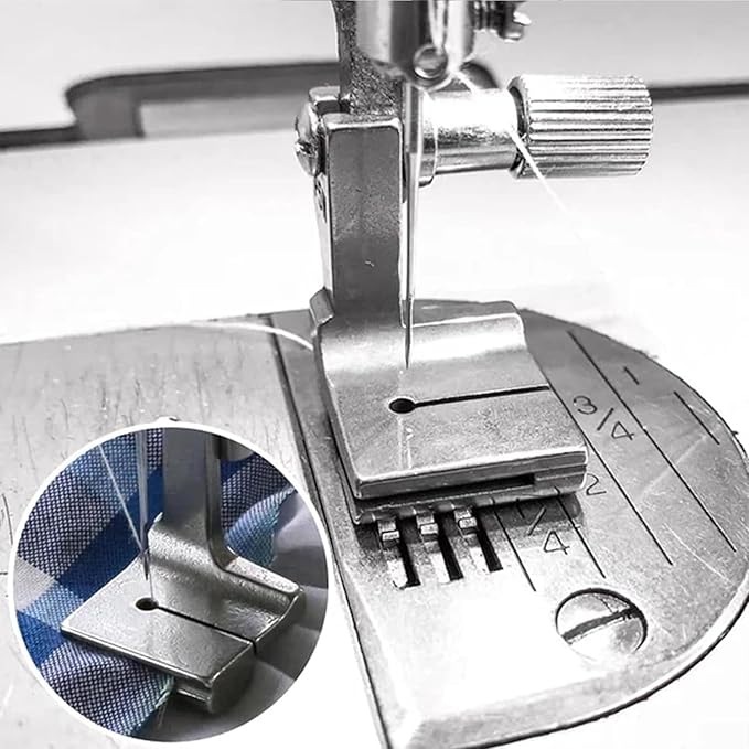 Generic Piping Sewing Machine Presser Foot, 2024 New Double Gathering Pleated Shirring Presser Foot, P5 P50 P5W Fits for Most of Sewing Machine (P5,4), Silver, FRJYJ01