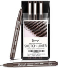 Bianyo Sepia Tone Art Pen Set, 5 Assorted Tips - Warm Pigment Ink Sketch Liner for Vintage Sketching, Nature Illustrations, and Elegant Calligraphy, Water-Resistant and Archival Quality