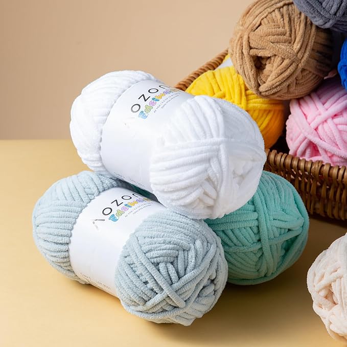Super Soft and No Shedding Chunky Chenille Yarn for Crocheting and Knitting -Easy to Crochet with-Super Bulky #6, 3Pack of 3.5oz/82yds -Chunky Plush Yarn for Hand Craft Blanket Amigurumi Pink Color