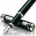 Scriveiner British Racing Green Fountain Pen - Stunning Luxury Pen with Chrome Finish, Schmidt Nib (Fine), Best Pen Gift Set for Men & Women, Professional, Executive, Office, Nice Pens
