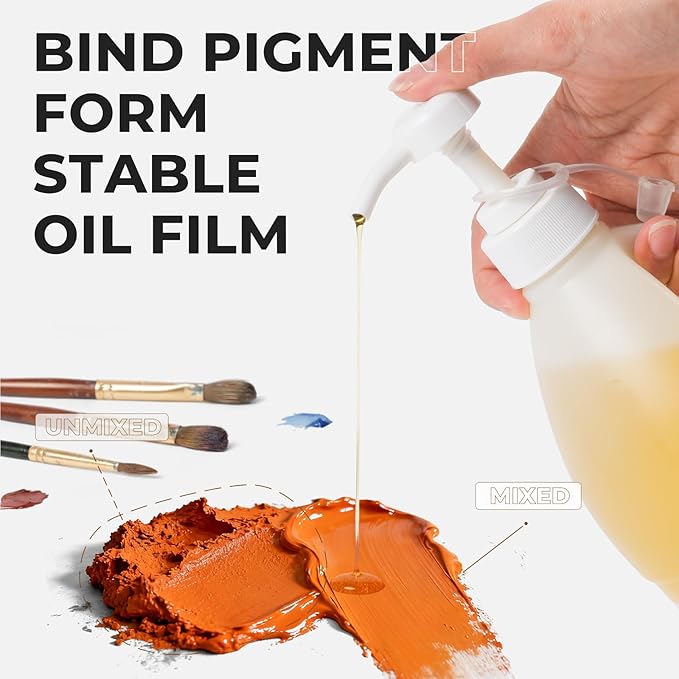 Nicpro Linseed Oil for Painting, 33.8oz Refined Linseed Oil Medium for Thinning Oils, Artists, Painting Thinner, Professionals to Enhance Flow, Translucency & Gloss