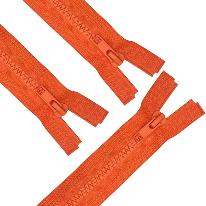 ANPURZII 3PCS #5 39 Inch Vermilion Orange Separating Jacket Zippers for Sewing Coats, Molded Plastic Bulk Zippers(VermilionOrange 39" 3PCS)
