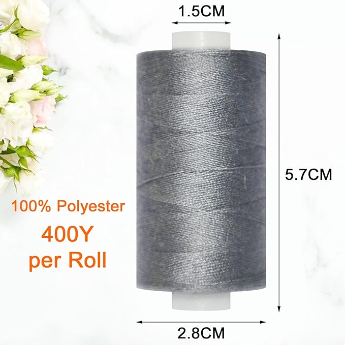 All Purpose Sewing Thread-2 Spools of Hand Polyester Sewing Thread for Sewing Machine for Hand and Machine Sewing(Dark Steel Gray, 2 spools)