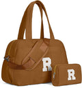 Duffle Bag with Letter, Carry On Bags for Women，Gifts for Her-Overnight Bag with Wet Pocket，Lightweight Travel Bags Personalized Gym Tote with Makeup Pouch