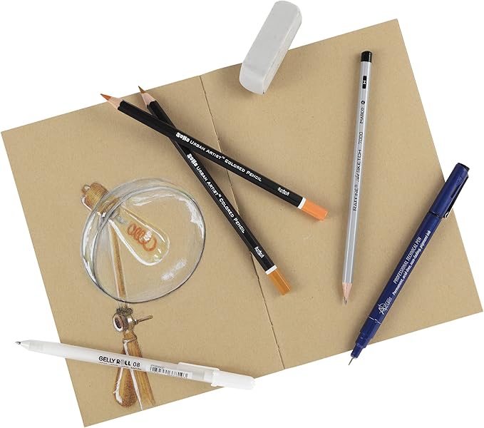 SoHo Urban Artist Open Bound Sketch Pads 5 Pack - Kraft - 11x14 - Open Coptic Bound Sketch Pads for Drawing, Calligraphy, Any Dry Media, & More - 600 Sheets Total