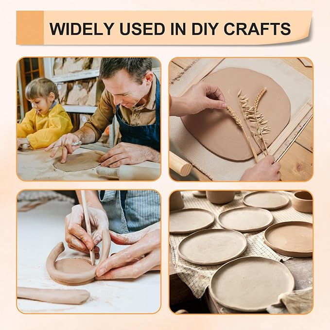 eZAKKA Pottery Teaching Rolling Mud Stick Guide, Wooden Clay Rolling Pin for Clay Tools, Pottery Tools with Clay Slab Roller & Clay Guides Sticks, 10+1Pcs