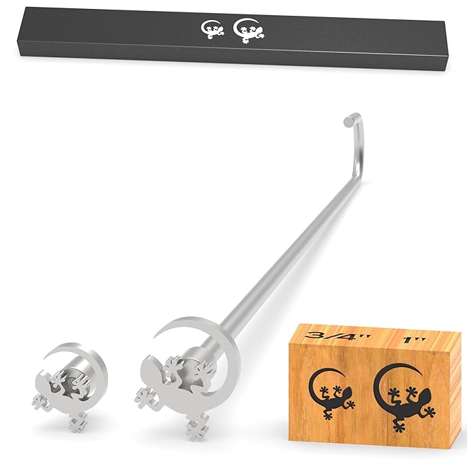 2Pcs Mini 3/4" & 1" Branding Irons, Lizard Gecko Custom Wood Branding Iron Personalized for Wood Working, Leather Hats, Felt, Cowhide, BBQ & Bread Logo, Steak Branding Iron for Food (140#)