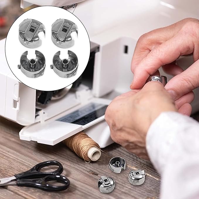 4Pcs Bobbin Case Stainless Steel for Industrial Sewing Machine Single Needle Sewing Machine for Front Loading