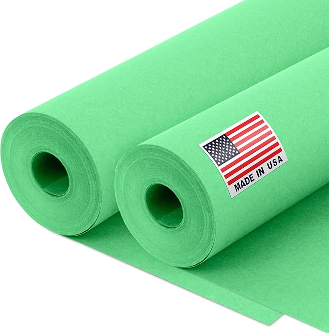 12" x 1200" (100 ft) Green Kraft Paper Roll (Value Pack of 2), 45 lbs Thickness, Made in USA Colored Kraft Paper for School, Bulletin Board - Odorless, Non-Toxic, Safe for Kids