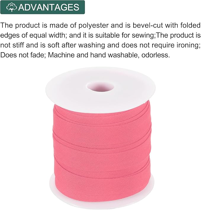MECCANIXITY 1/2 Inch Single Fold Bias Tape Polyester Continuous Bulk Bias Tape for Sewing, Seaming Quilting Hemming Binding Crafts (Bright Red 25 Yards)