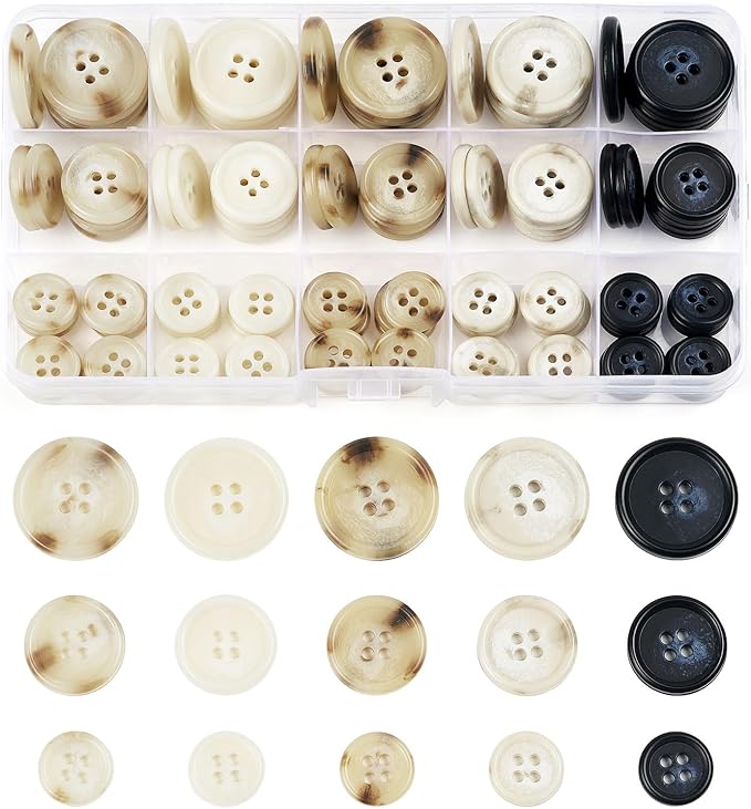 105Pcs Mixed Sewing Buttons,5 Color 4-Hole Craft Buttons,3 Size (15mm, 20mm, 25mm) Sewing Buttons for Clothes, Suitable for for DIY Crafts, Coats, Shirts, Pants, Shorts（Color3）