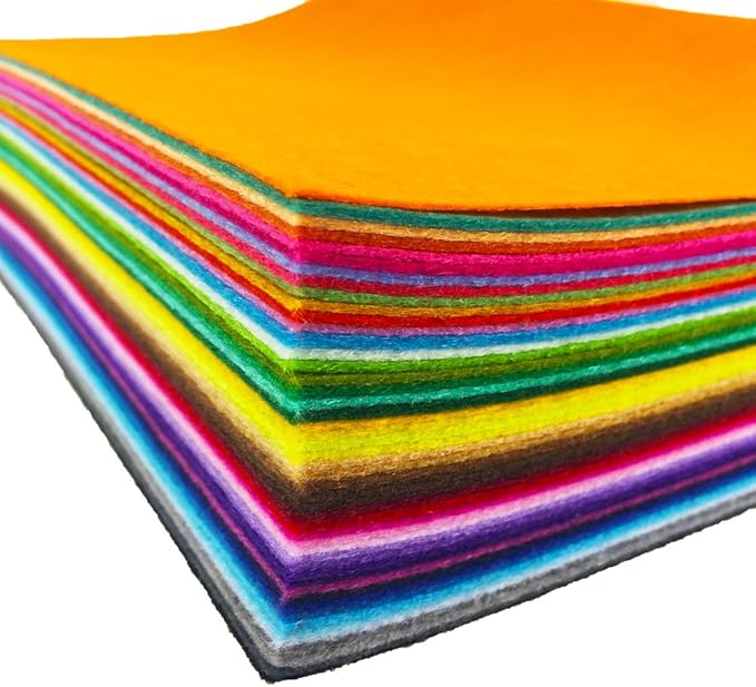 flic-flac 48PCS 6 x 6 inches (15 x 15cm) Assorted Color Felt Fabric Sheets Patchwork Sewing DIY Craft 1mm Thick … (15cm * 15cm, 48pcs)
