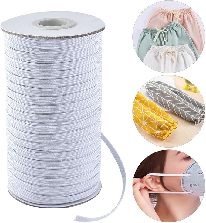 Coopay 80 Yards Length 1/4" Width Elastic Bands Flat Elastic Cord Rope Heavy Stretch Spool Knit for Sewing DIY Projects, Arts & Crafts, 2 Rolls, 40 Yards/Roll (White, 1/4 Inch)