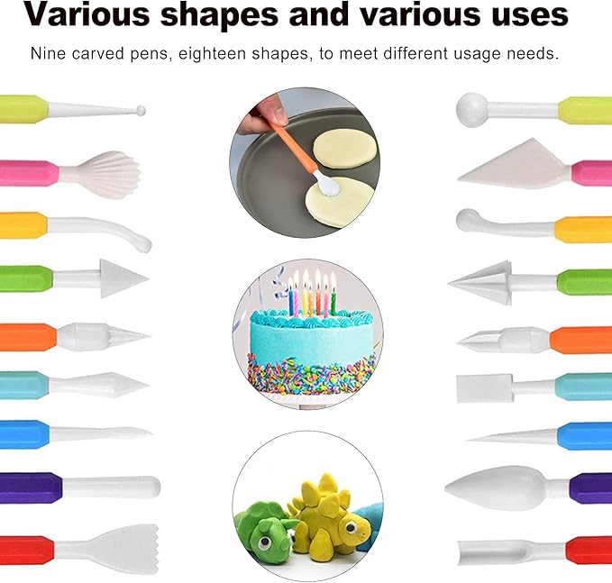 CoguZed 9 Pcs Clay Sculpting Tools Kit, Double Head Pottery Modeling Clay Carving Tools, Plastic Clay Tools, Air Dry Clay Tools for Crafts and DIY Projects Assorted Colors