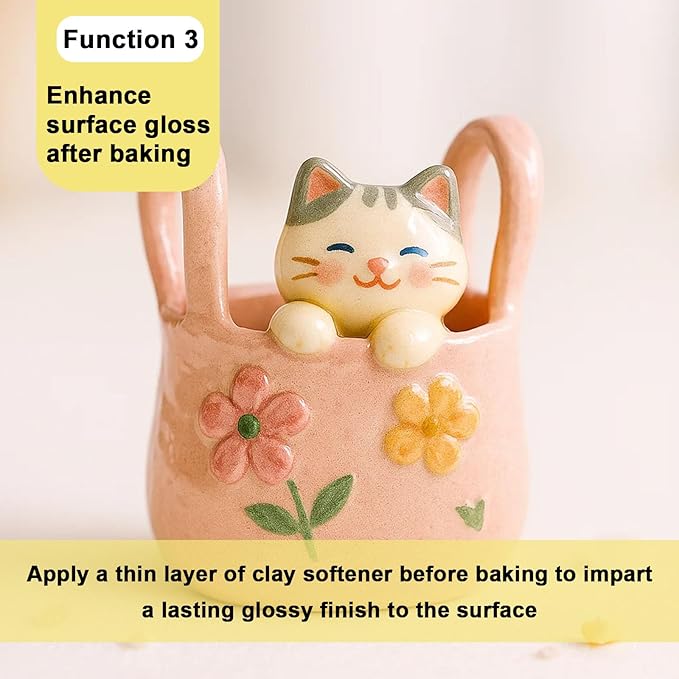 EIGTWEN 120ml Clay Softener for Polymer Clay, Non-Toxic and Dye-Free, Restores The Softness of Polymer Pottery, Enhances Ductility and Adhesion, and Adds Surface Gloss After Baking