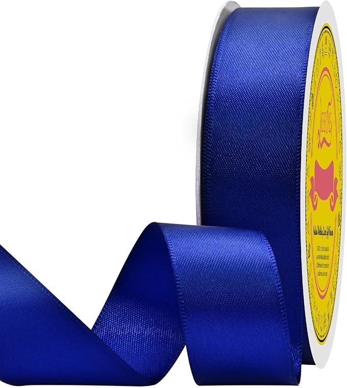 Double Face Cobalt Blue Satin Ribbon 7/8 inch X 25 Yards Polyester Cobalt Blue Ribbon for Gift Wrapping Very Suitable for Weddings Party Hair Bow Invitation Decorations and More