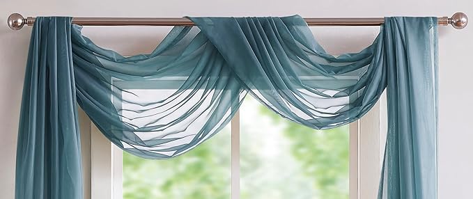Warm Home Designs Wedding Arch Draping Fabric Bundle Has 2 216 Inch (18 Feet) Scarves in Dusty Blue Fabric for Ceremony or Wedding Decoration. AD D Blue & D Blue 216”