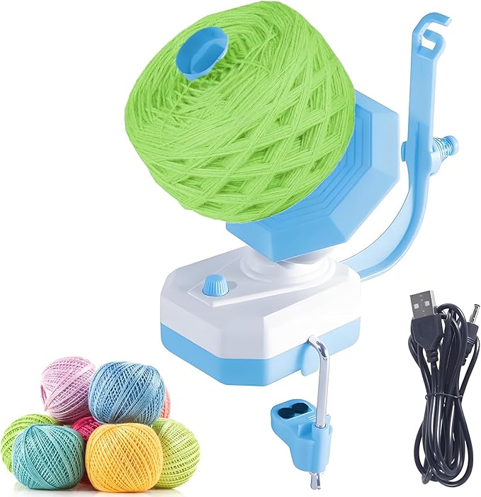 Yuehuamech Yarn Winder, Electric Yarn Ball Winder for Crocheting, 10oz Large Capacity Stepless Speed Control Automatic Yarn Spinning Machine Ideal for Crochet Enthusiasts