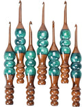 Wooden Crochet Hooks Set for Arthritic Hands | Ergonomic Soft Grip - Resin Mix Indian Rosewood Crochet Hook Set for Crocheting & Knitting (Green, Set of 7)