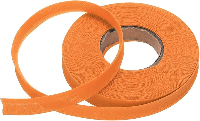 MECCANIXITY 1/2 Inch Single Fold Bias Tape Polyester Continuous Bulk Bias Tape for Sewing,Seaming Quilting Hemming Binding Crafts (Orange 10 Yards)