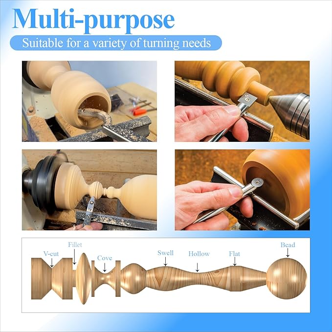 Asieg Tool Ci3 R1 12mm Round Carbide Inserts Cutters Knifes Indexable Replacement High Strength Fits For Popular DIY Woodworking Lathe Wood Turning Finisher Hollower Tools 10pc