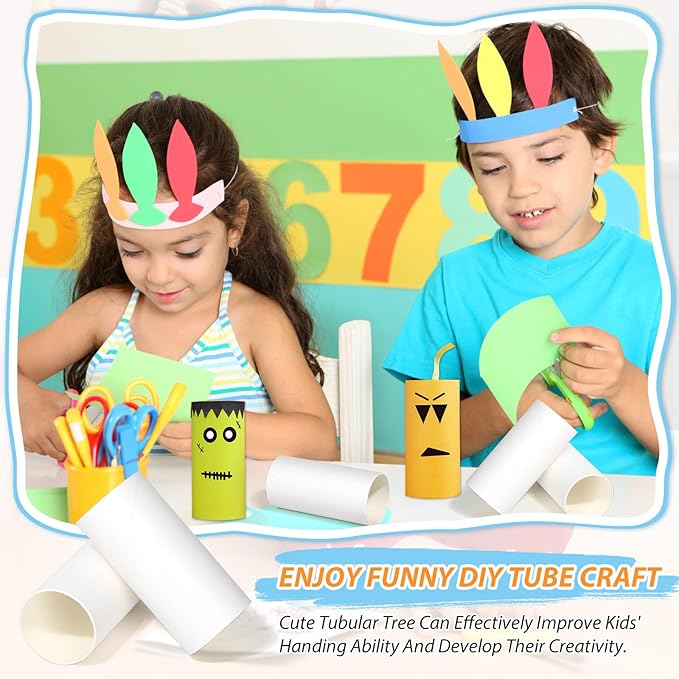MAPVOLUT 70 Pieces Cardboard Tubes for Crafts, White Kraft Toilet Paper Rolls for Crafts - 1.5 x 3.2 Inches Strong and Pressure-Resistant Tubes for Craft Supplies DIY Art