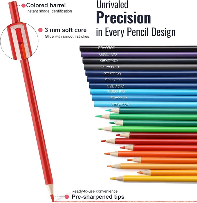 COOL BANK 72 Pack Colored Pencils for Adult Coloring Books with Soft Oil-Based Cores, Color Pencil Set for Sketching Blending Layering, Art Supplies for Kids Teens Adults Beginners Artists