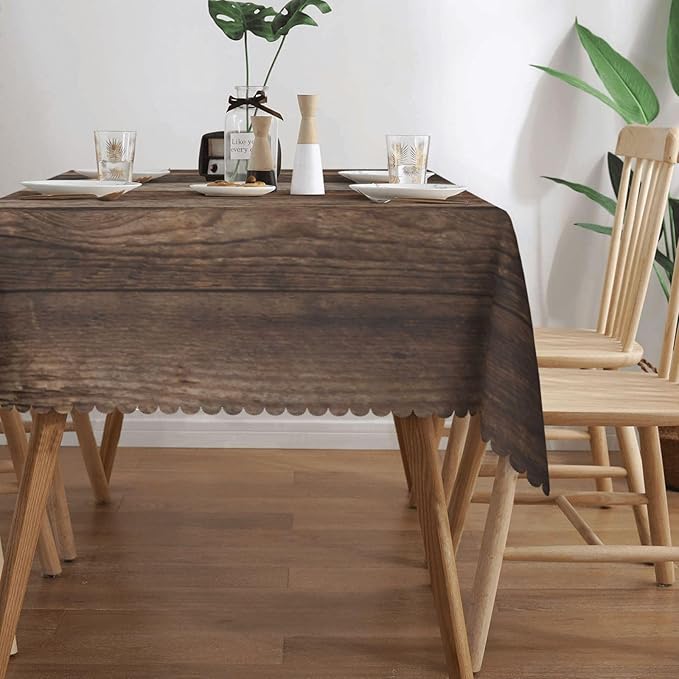 Wood Plank Rectangle Tablecloth Retro Wood Texture Brown Farmhouse Table Cloth Dining Table Cover for Home Kitchen Restaurant Party Buffet Picnic 54 x 72 Inch