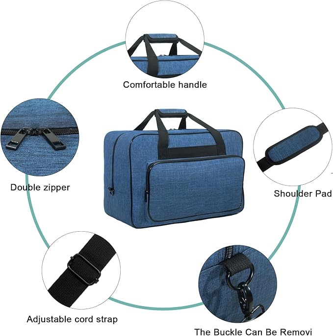 Sewing Machine Carrying Case，Sewing Machine Carrying Case Tote Bag，Universal Tote Storage Bag with Pockets and Handles, Suitable for Most Standard Singer, Janome (BLUE)