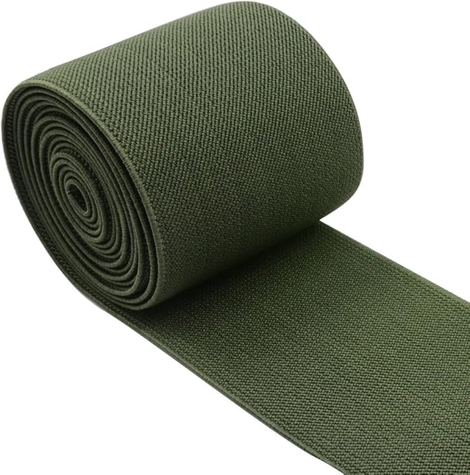 Strapcrafts 3-Inch Wide by 2-Yard Colored Woven Elastic Band,Army Green 13070