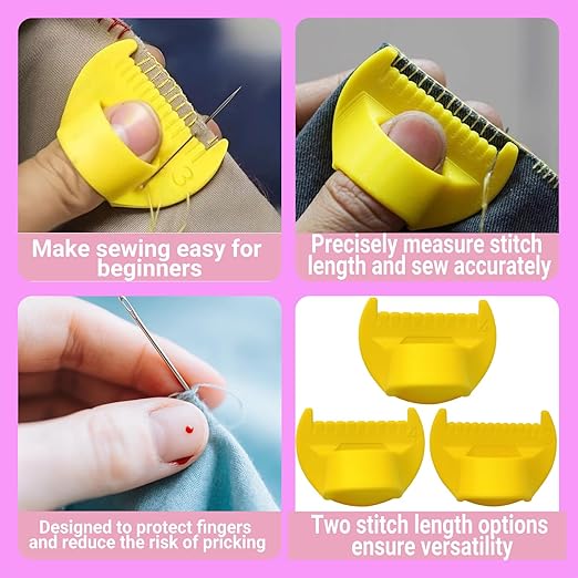 4Pcs Edge Stitch Lock and Sewing Gauge Set - Edge Sewing Lockranding Tool for Quilting, Hemming, Needle Gauge, Seam Guide Ruler, Measuring Tool for Straight(4mm/3mm & Seam Ripper)